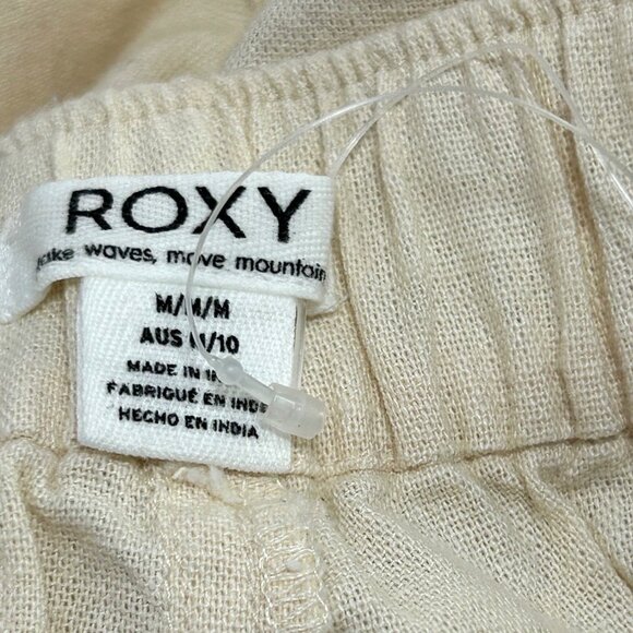 ROXY Oceanside High Rise Shorts Sz M Ivory White Structured Cotton Linen Woven - Picture 4 of 10